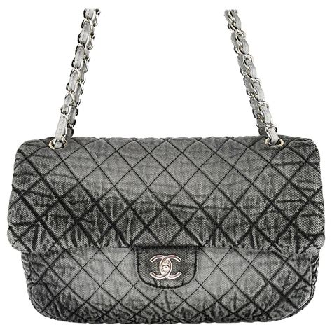 chanel denim quilted denimpressions gray black medium flap|chanel flap bag colors.